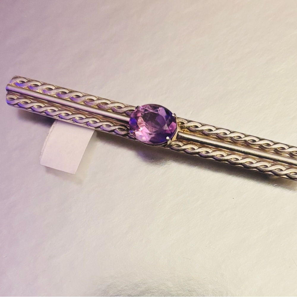Silver and Amethyst Brooch